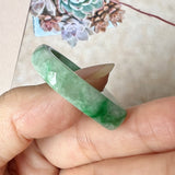 19.1mm A-Grade Natural Floral Imperial Jadeite Saddle Loaf Ring Band No.162343