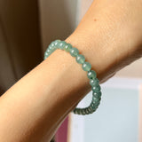 SOLD OUT: 5.3mm A-Grade Natural Bluish Green Jadeite Beaded Bracelet No.190282