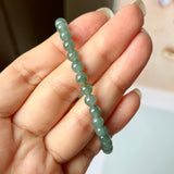 SOLD OUT: 5.3mm A-Grade Natural Bluish Green Jadeite Beaded Bracelet No.190282