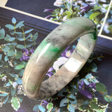 57.7mm A-Grade Natural Tri-Colour Jadeite Modern Round Bangle No.330010