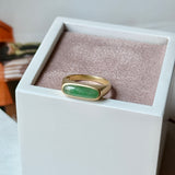 17.3mm A-Grade Natural Imperial Green Jadeite Saddle Loaf Ring No.162657