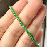 3mm Icy A-Grade Natural Imperial Green Jadeite Beaded Bracelet No.190473