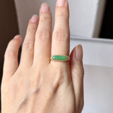 17.3mm A-Grade Natural Imperial Green Jadeite Saddle Loaf Ring No.162657