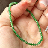 3mm Icy A-Grade Natural Imperial Green Jadeite Beaded Bracelet No.190473