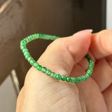 3mm Icy A-Grade Natural Imperial Green Jadeite Beaded Bracelet No.190473