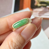 17.3mm A-Grade Natural Imperial Green Jadeite Saddle Loaf Ring No.162657
