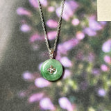 A-Grade Imperial Green Jadeite Donut Pendant (Lilac Flower) No.172099