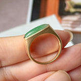 17.3mm A-Grade Natural Imperial Green Jadeite Saddle Loaf Ring No.162657
