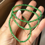 3mm Icy A-Grade Natural Imperial Green Jadeite Beaded Bracelet No.190473