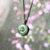 A-Grade Imperial Green Jadeite Donut Pendant (Lilac Flower) No.172099