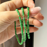 3mm Icy A-Grade Natural Imperial Green Jadeite Beaded Bracelet No.190473
