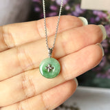 A-Grade Imperial Green Jadeite Donut Pendant (Lilac Flower) No.172099