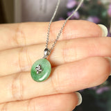 A-Grade Imperial Green Jadeite Donut Pendant (Lilac Flower) No.172099