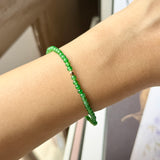 3mm Icy A-Grade Natural Imperial Green Jadeite Beaded Bracelet No.190473