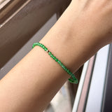 3mm Icy A-Grade Natural Imperial Green Jadeite Beaded Bracelet No.190473