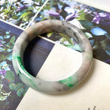 57.7mm A-Grade Natural Tri-Colour Jadeite Modern Round Bangle No.330010