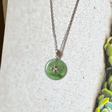 Icy A-Grade Floral Imperial Green Jadeite Donut Pendant (Lilac Flower) No.172100