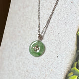 Icy A-Grade Floral Imperial Green Jadeite Donut Pendant (Lilac Flower) No.172100