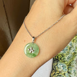 Icy A-Grade Floral Imperial Green Jadeite Donut Pendant (Lilac Flower) No.172100