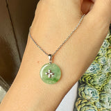 Icy A-Grade Floral Imperial Green Jadeite Donut Pendant (Lilac Flower) No.172100