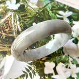 59.1mm A-Grade Natural Light Grey Jadeite Modern Round Bangle No.151531