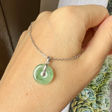 Icy A-Grade Floral Imperial Green Jadeite Donut Pendant (Lilac Flower) No.172100