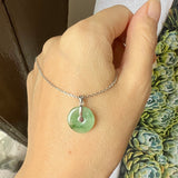 Icy A-Grade Floral Imperial Green Jadeite Donut Pendant (Lilac Flower) No.172100