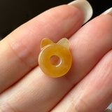 SOLD OUT: Icy A-Grade Natural Yellow Jadeite Little Kitten Pendant No.172685