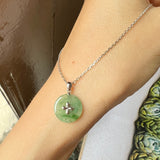 Icy A-Grade Floral Imperial Green Jadeite Donut Pendant (Lilac Flower) No.172100