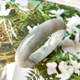 59.1mm A-Grade Natural Light Grey Jadeite Modern Round Bangle No.151531