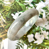 59.1mm A-Grade Natural Light Grey Jadeite Modern Round Bangle No.151531