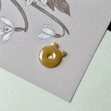A-Grade Natural Yellow Jadeite Little Kitten Pendant No.172687