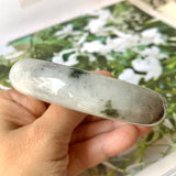 59.1mm A-Grade Natural Light Grey Jadeite Modern Round Bangle No.151531