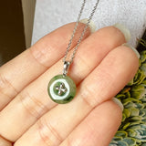 SOLD OUT: A-Grade Floral Yellowish Green Jadeite Donut Pendant (Lilac Flower) No.172101