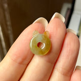 Icy A-Grade Natural Tri-Colour Jadeite Little Kitten Pendant No.172689
