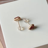 Icy A-Grade Natural Red Jadeite Heart Stud Earrings No. 180963