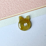 Icy A-Grade Natural Yellow Brown Jadeite Little Kitten Pendant No.172690