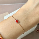Icy A-Grade Natural Red Jadeite Heart Bracelet No. 190517