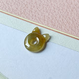 Icy A-Grade Natural Yellow Brown Jadeite Little Kitten Pendant No.172690