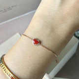 Icy A-Grade Natural Red Jadeite Heart Bracelet No. 190517