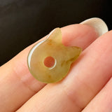 Icy A-Grade Natural Yellow Brown Jadeite Little Kitten Pendant No.172690
