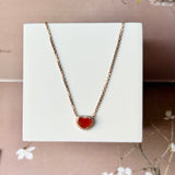 Icy A-Grade Natural Red Jadeite Heart Necklace No. 190519
