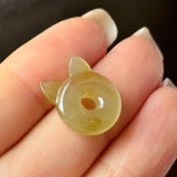 Icy A-Grade Natural Yellow Brown Jadeite Little Kitten Pendant No.172690
