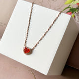 Icy A-Grade Natural Red Jadeite Heart Necklace No. 190519