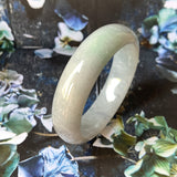 58.2mm A-Grade Natural Lavender Green Jadeite Modern Round Bangle No.151535
