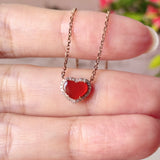 Icy A-Grade Natural Red Jadeite Heart Necklace No. 190519