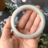 58.2mm A-Grade Natural Lavender Green Jadeite Modern Round Bangle No.151535