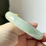 52.6mm A-Grade Natural Osmanthus Floral Jadeite Modern Oval Bangle with Osmanthus Embellishment No.152203