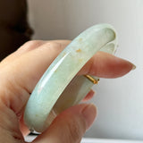 52.6mm A-Grade Natural Osmanthus Floral Jadeite Modern Oval Bangle with Osmanthus Embellishment No.152203