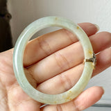 52.6mm A-Grade Natural Osmanthus Floral Jadeite Modern Oval Bangle with Osmanthus Embellishment No.152203